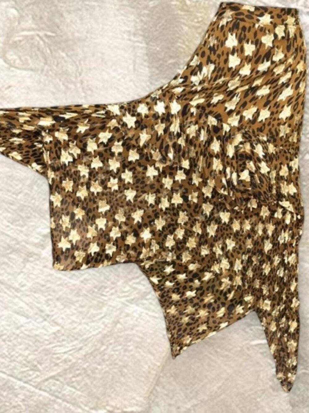 Ciebon cheetah print shimmery gold star textured asymmetrical maxi skirt ⭐️